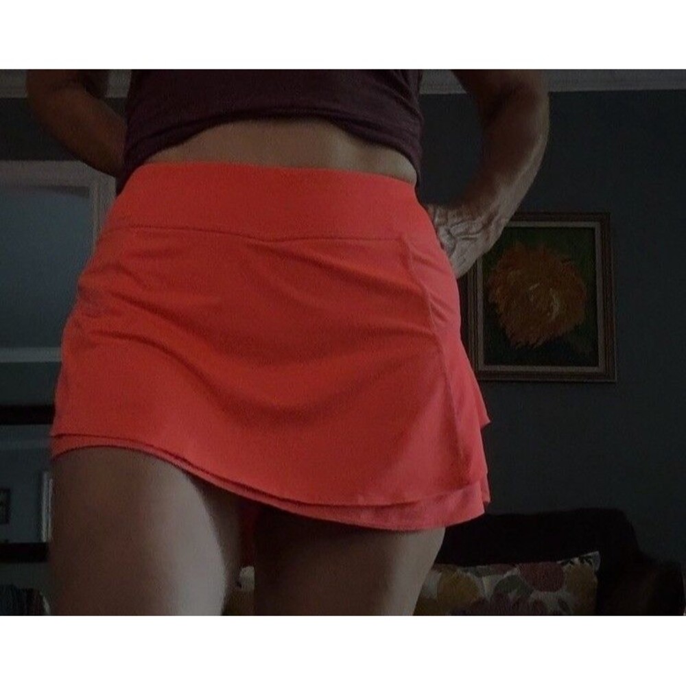 Athleta Bustle Skort Skirt Size M Neon Orange Athletic Golf Tennis Active